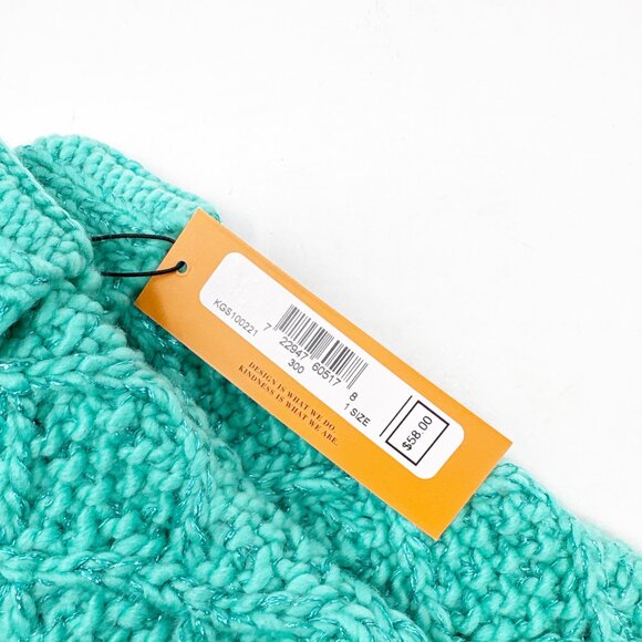 Kurt Geiger London Green Metallic Cable Knit Mittens - Picture 5 of 6